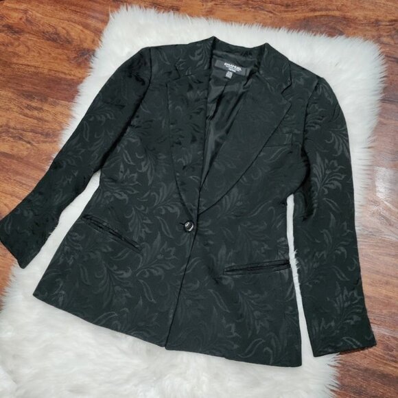 Vintage Emanuel Ungaro Womens Black Jacquard Blazer & Dress Set 6 Petite - Picture 7 of 16